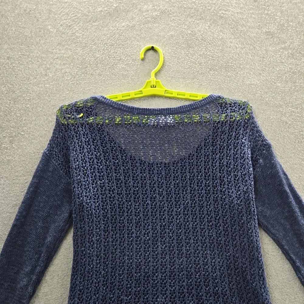 Abercrombie & Fitch Women Sweater L Blue Long Sleeve Open Knit Fairy Grunge